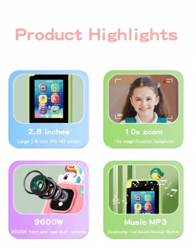 Gereric Kids Smart Phone Magical Learning Adventures Await! The Green Dinosaur Smartphone - Dual Cameras, Games, Music & Fun! Perfect Gift for Kids - Image 4